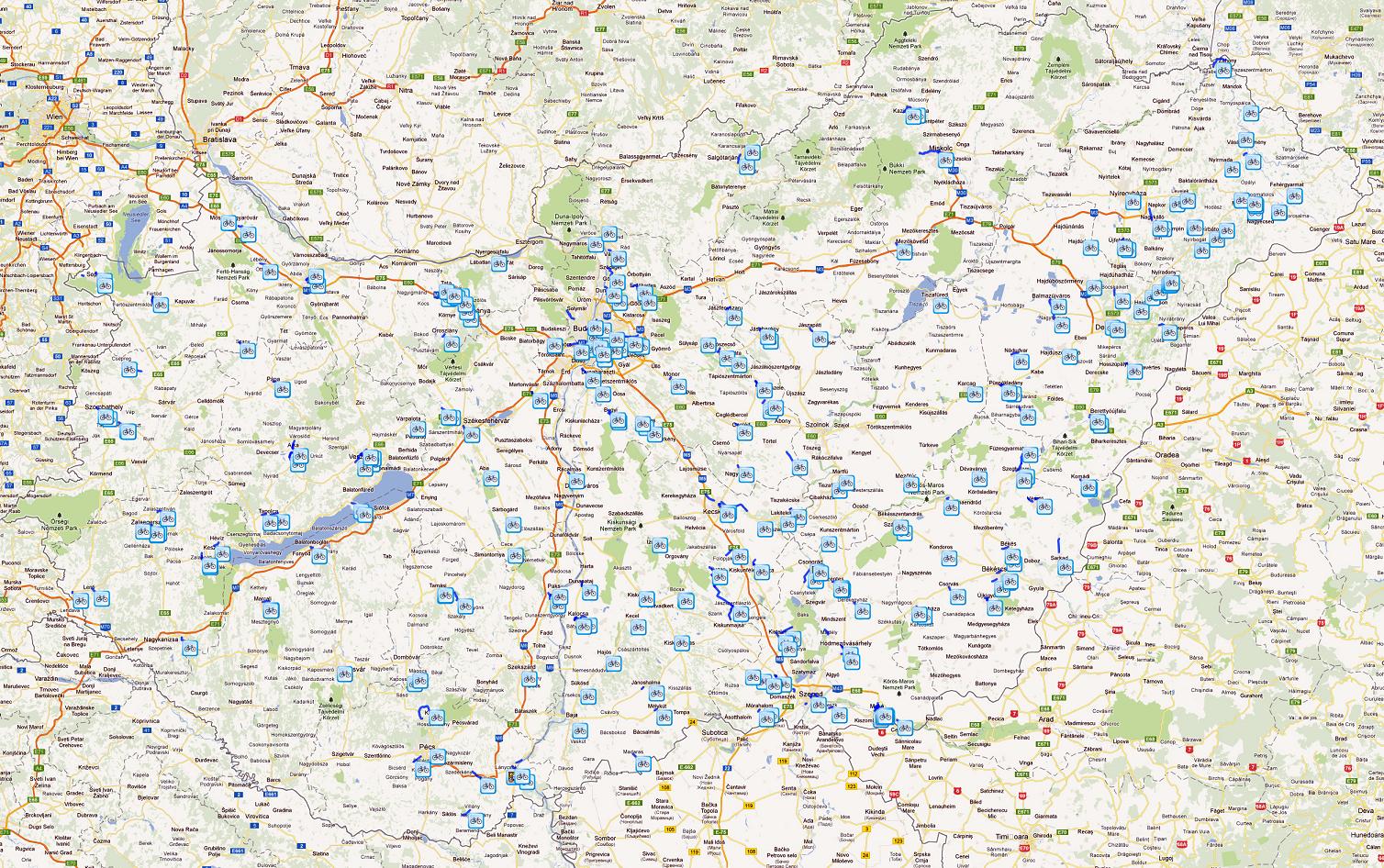 kerékpárutak térkép Magyarország kerékpáros térképe   Biciklopédia kerékpárutak térkép